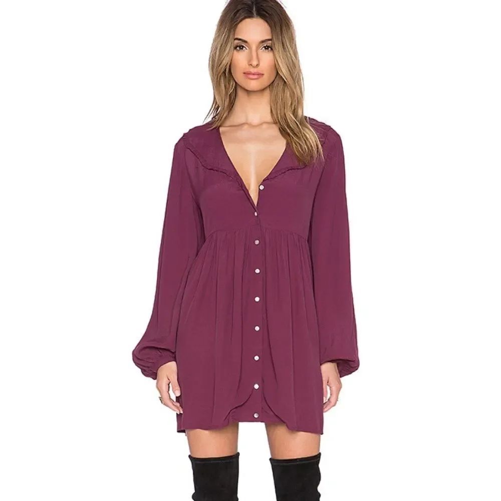 Somedays Lovin Whiplash smock dress wine size xs
